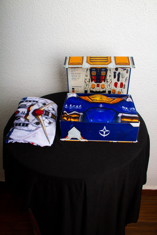 Real product photo: complete hoodie, T-shirt, and collector box kit