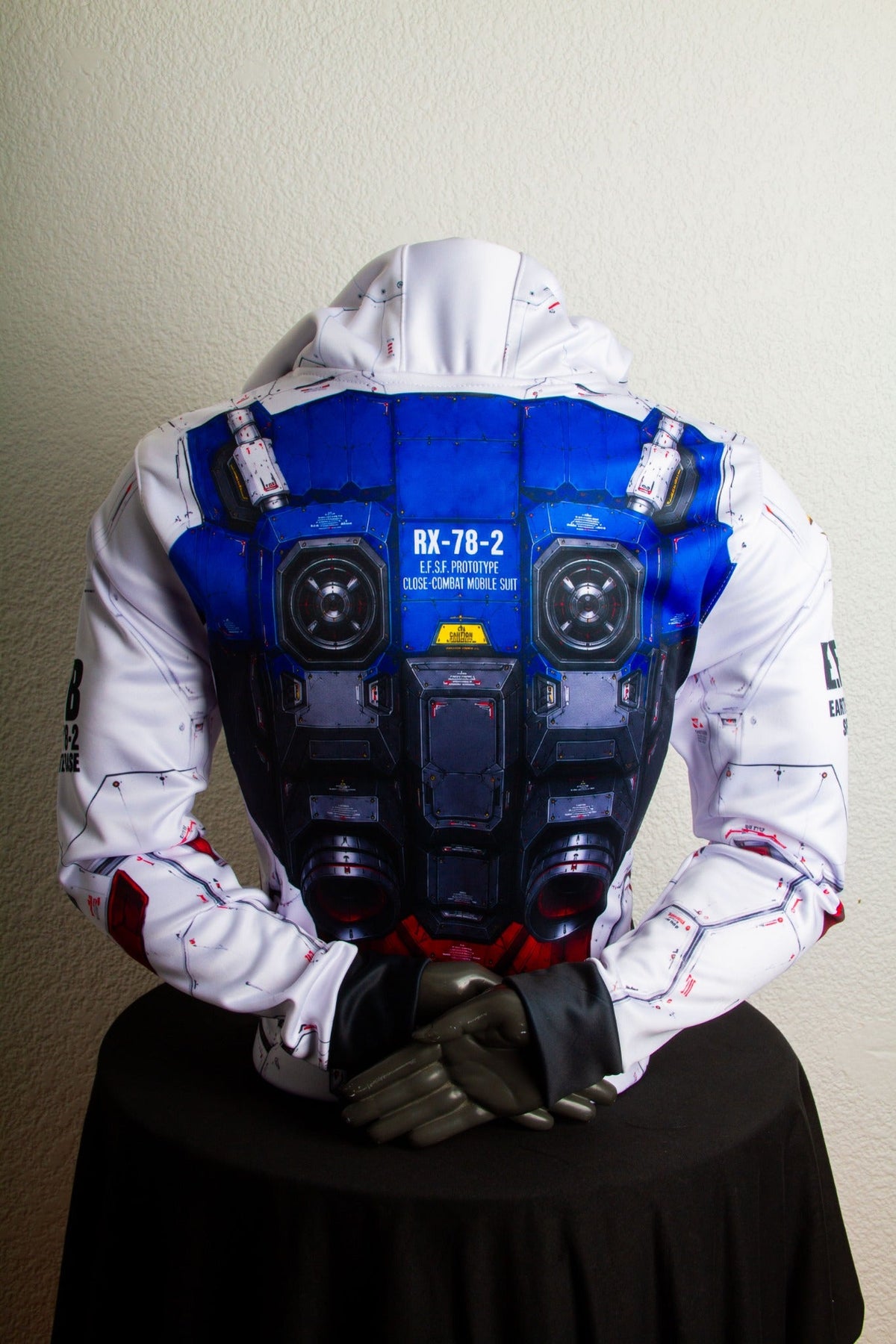 Real product photo: RX-78-2 White Base hoodie back