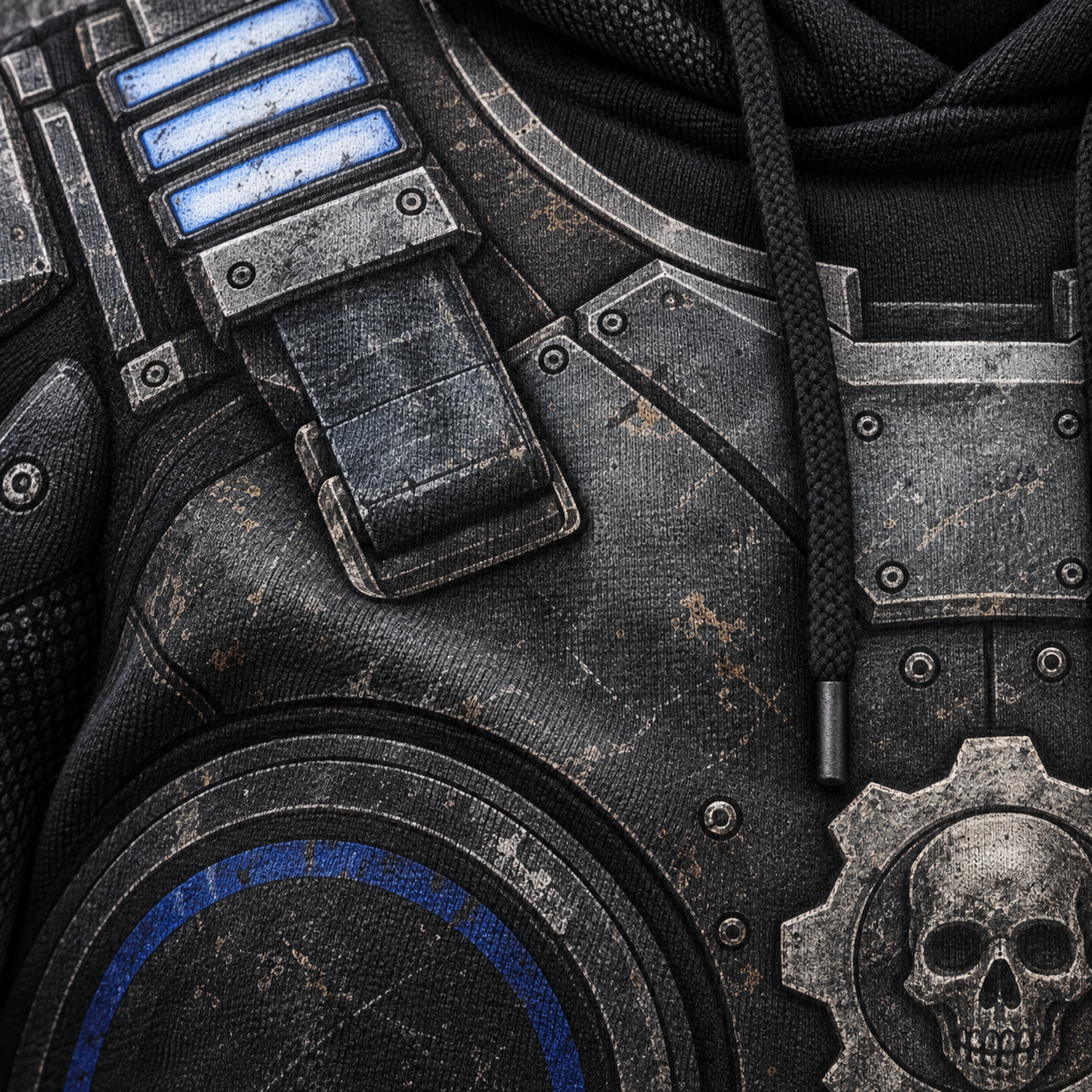 Armor details printed on flexible fabric, visualization